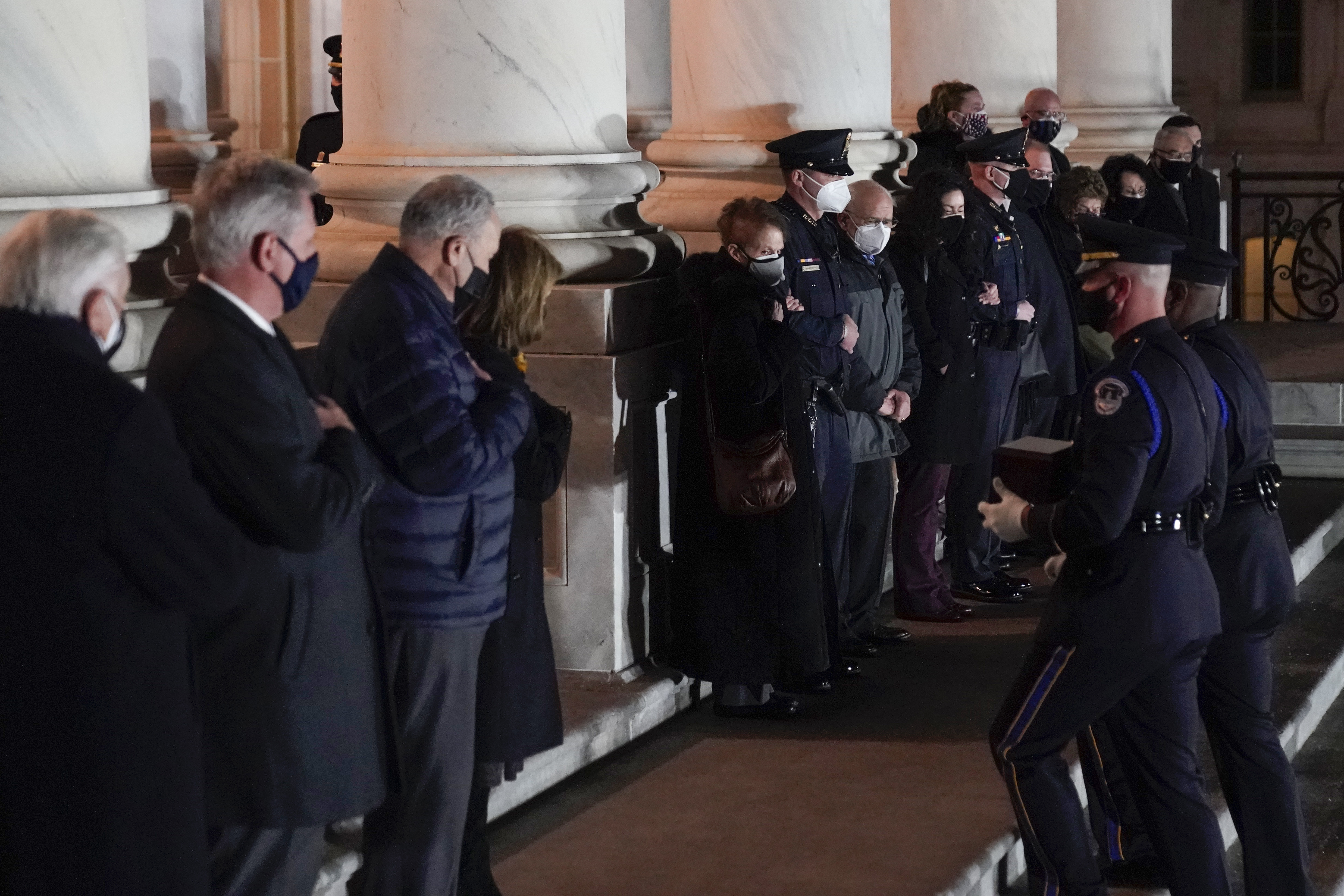 Biden, congressional leaders pay respects to Officer Brian Sicknick at US Capitol