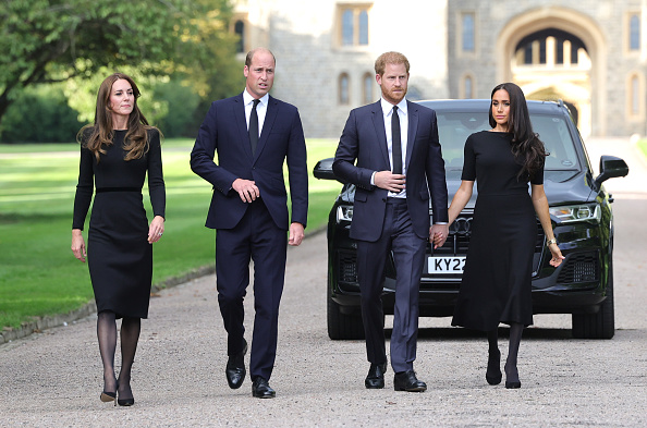 William, Kate, Harry, Meghan meet Windsor mourners