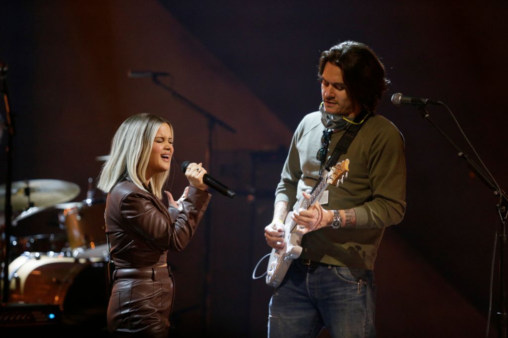 Maren Morris and John Mayer rehearse for the 2021 Grammy Awards