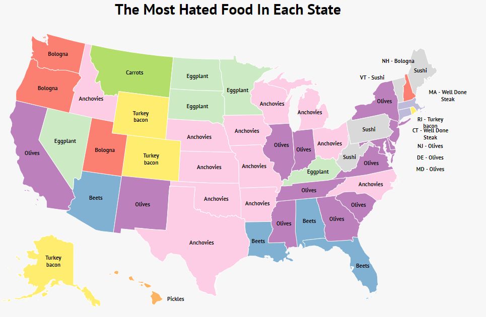 Each States Most Hated Food