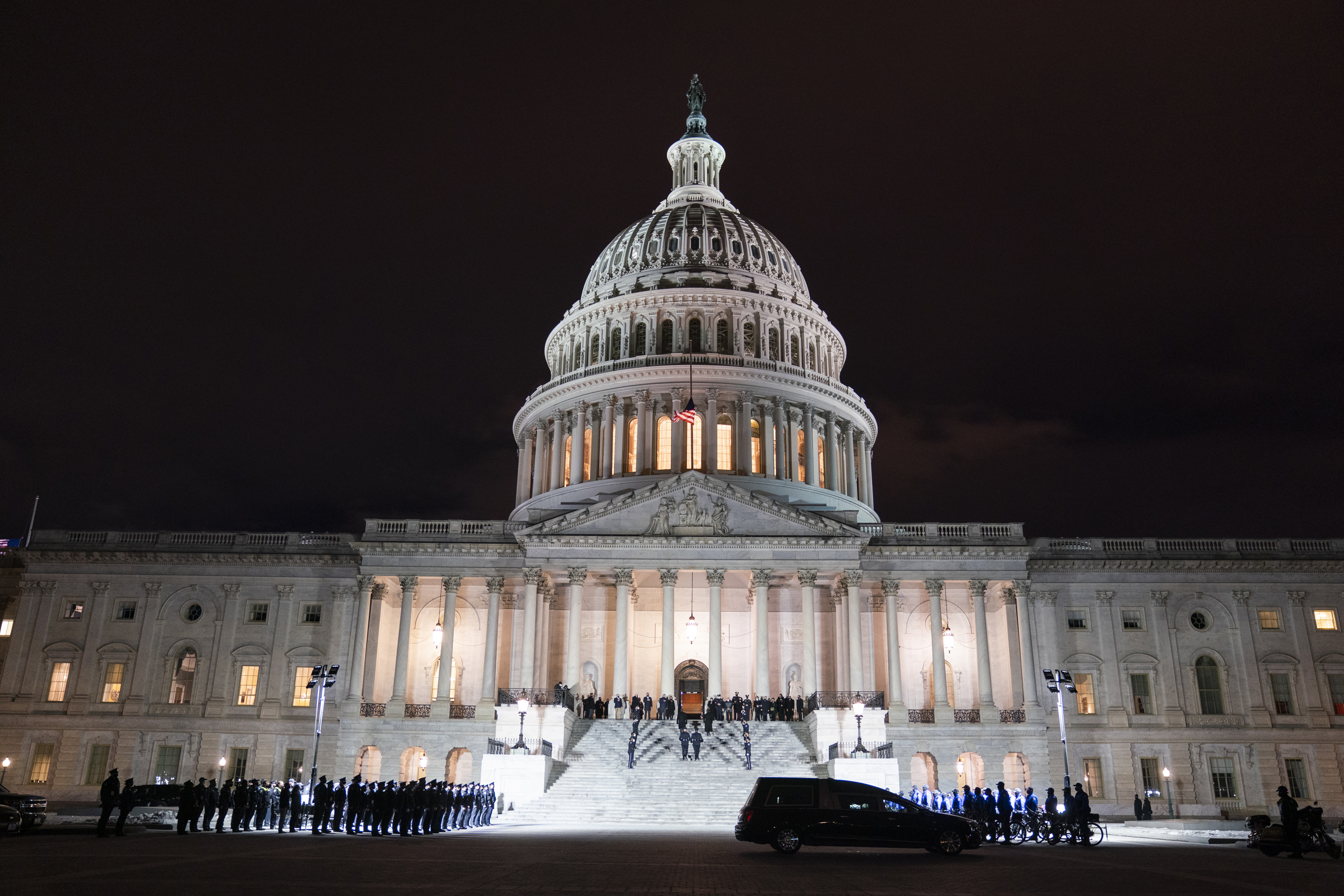 Biden, congressional leaders pay respects to Officer Brian Sicknick at US Capitol