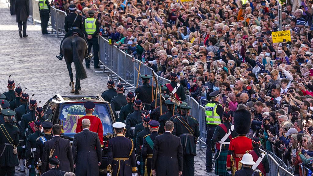 Crowds watch procession for Queen Elizabeth II's coffin in Scotland