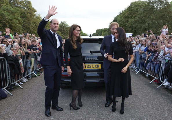 William, Kate, Harry, Meghan meet Windsor mourners