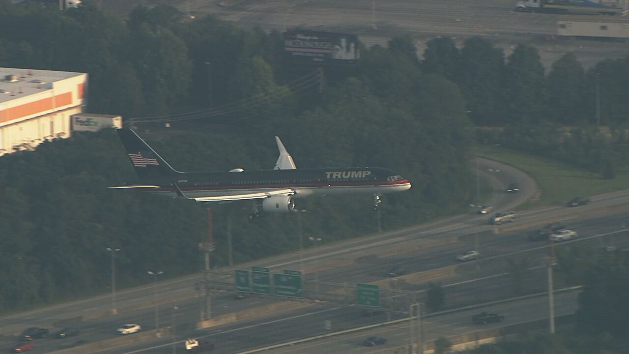 Trump's plane approaches Hartsfield-Jackson