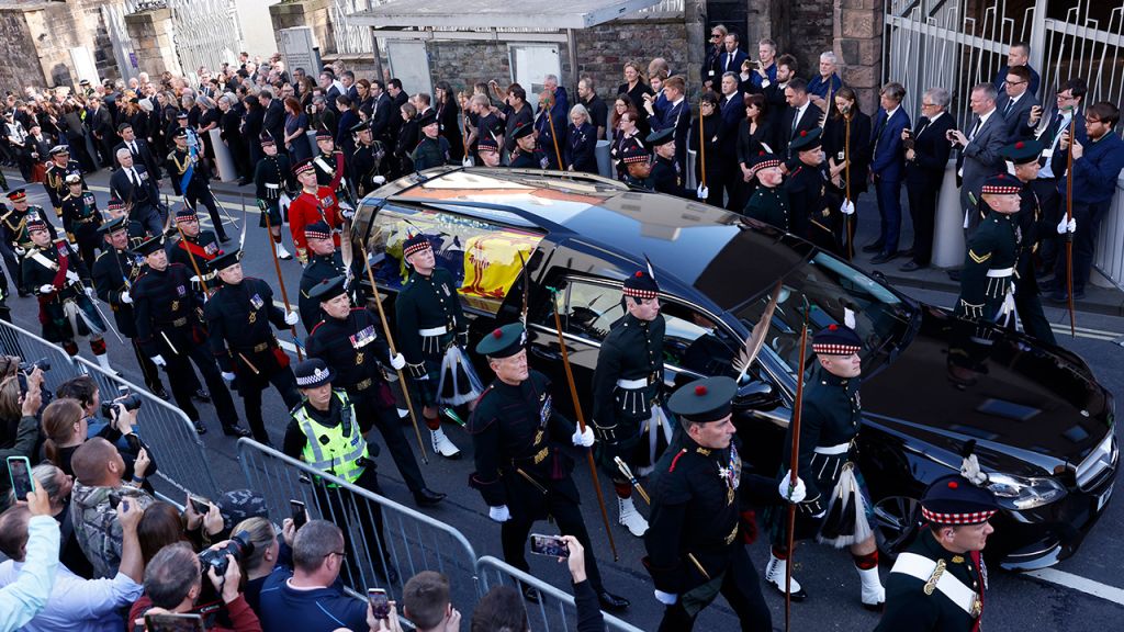Crowds watch procession for Queen Elizabeth II's coffin in Scotland