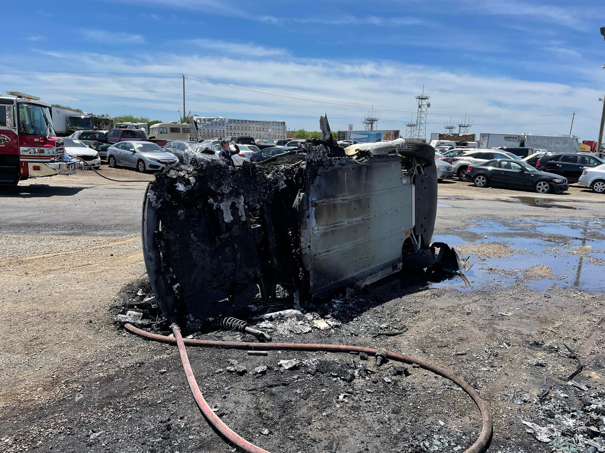 Tesla repeatedly catches fire at California wrecking yard