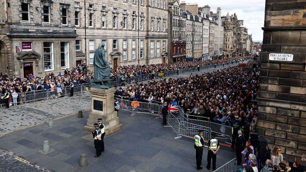 Crowds watch procession for Queen Elizabeth II's coffin in Scotland