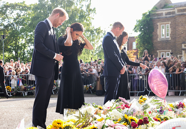 William, Kate, Harry, Meghan meet Windsor mourners