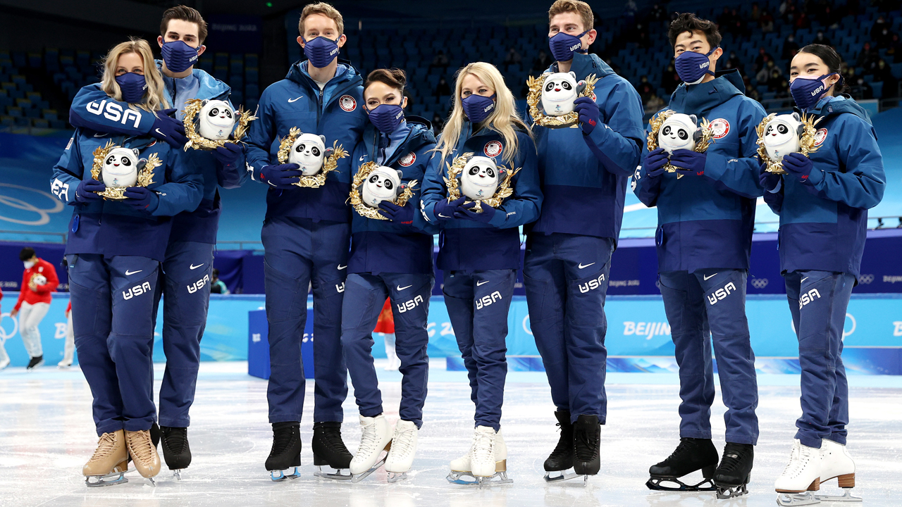 Photos: US figure skaters win Olympic silver in team competition