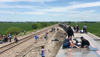 Amtrak train collides with dump truck, derails in Missouri