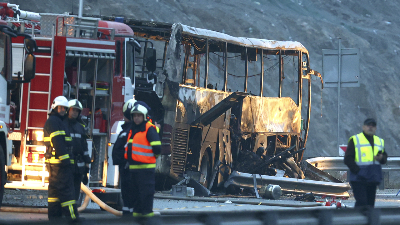 Photos: Bulgaria bus crash, fire leave dozens dead