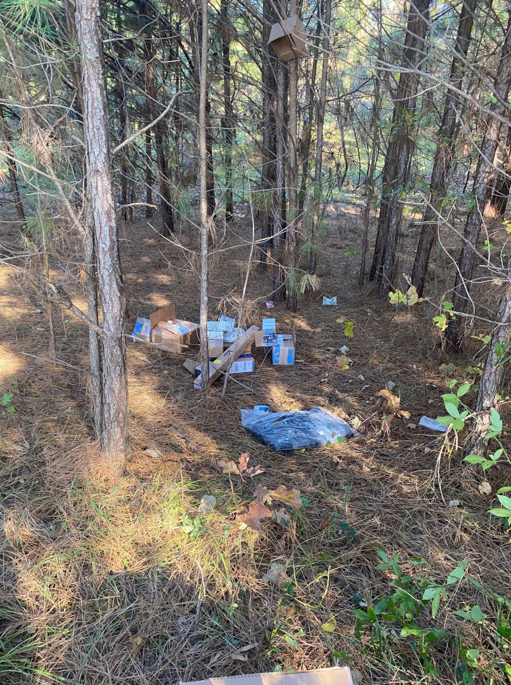 Packages found in Alabama woods.