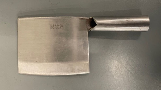 Meat cleaver found in carry-on