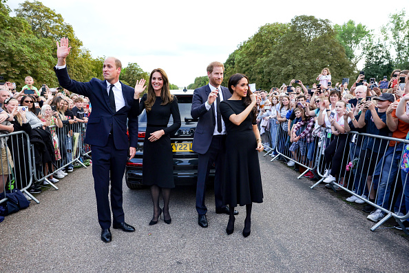 William, Kate, Harry, Meghan meet Windsor mourners