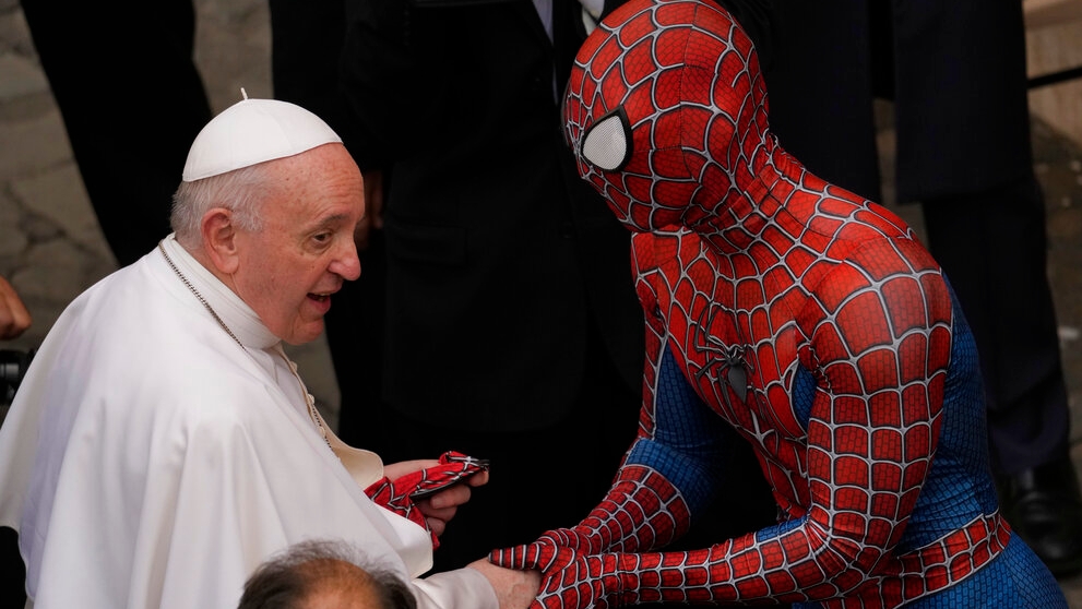 Pope meets Spider-Man