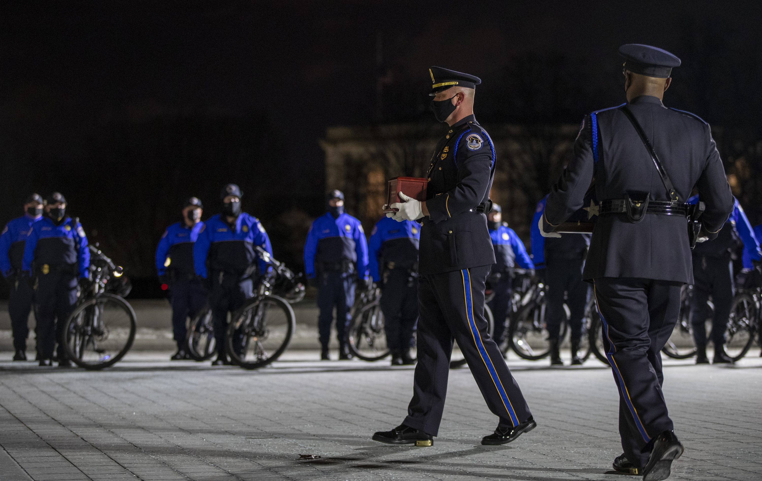 Biden, congressional leaders pay respects to Officer Brian Sicknick at US Capitol