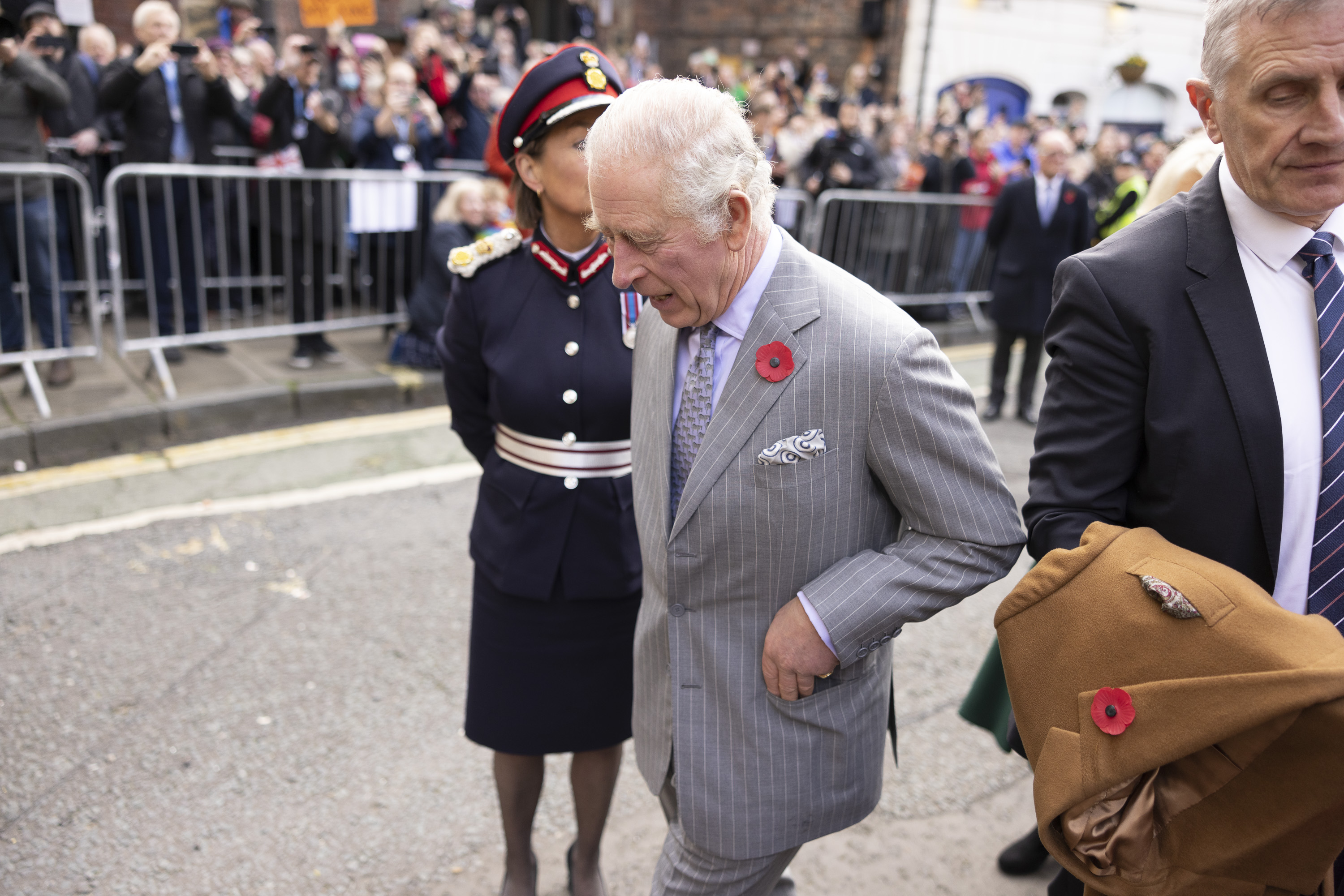 Man arrested after eggs thrown at King Charles III