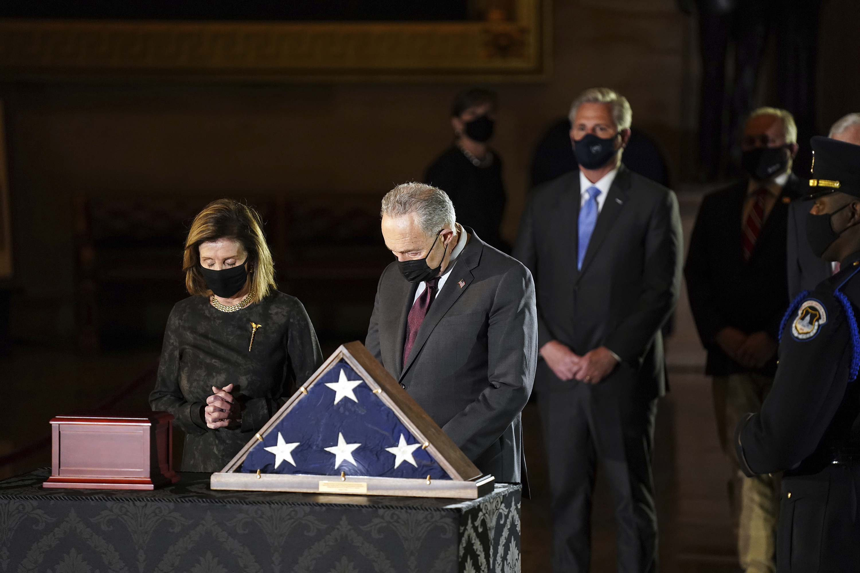Biden, congressional leaders pay respects to Officer Brian Sicknick at US Capitol