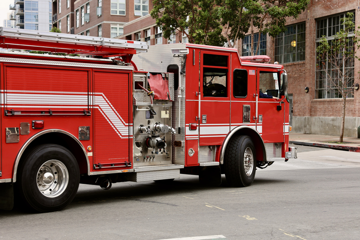 Fire truck and crew respond to a call for help