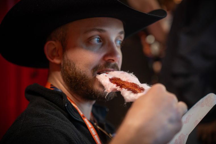 Rousso's Cotton Candy Bacon on a Stick