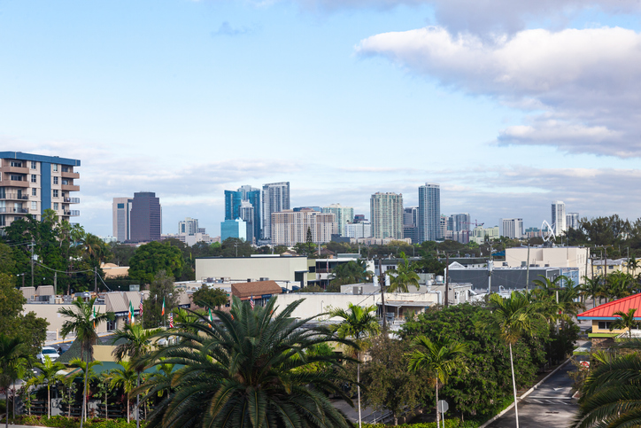 Fort Lauderdale, Florida USA - 12.28.2021: View of downtown Fort Lauderdale in Florida USA.