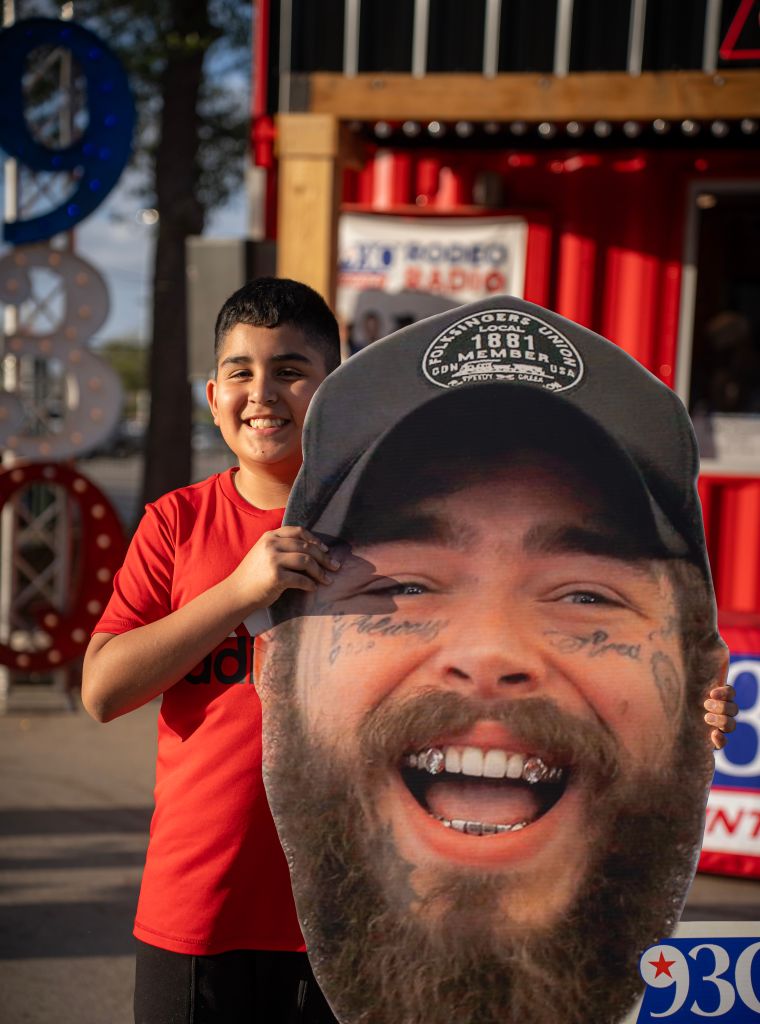 93Q Fan Poses with Post Malone Big Head