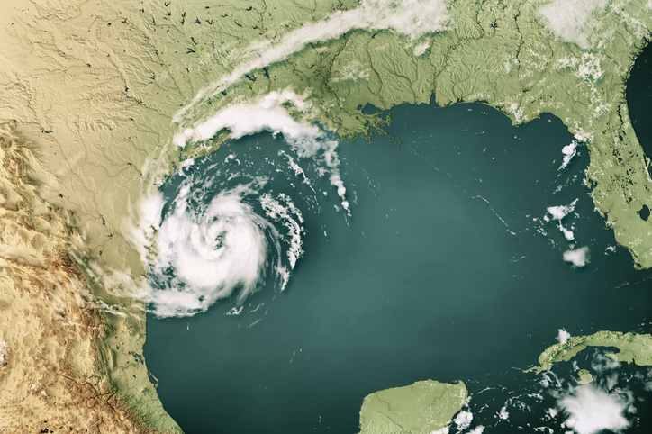 Hurricane Beryl 2024 Cloud Map Gulf Of Mexico 3D Render Color