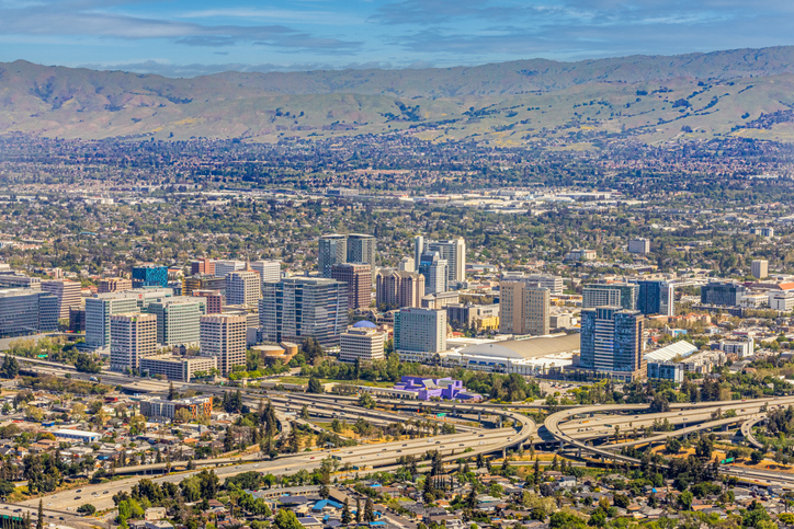 San Jose CA downtown aerial