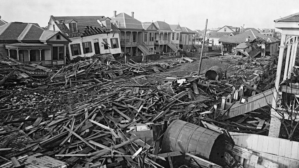 USA: The 1900 Galveston Hurricane. 'Residential damage', 1900