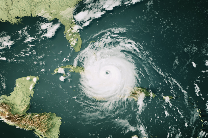 Hurricane Irma 20170908 Cloud Map Caribbean Sea 3D Render Color