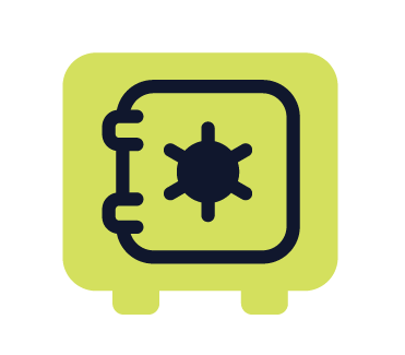 Safe icon on a yellow square background